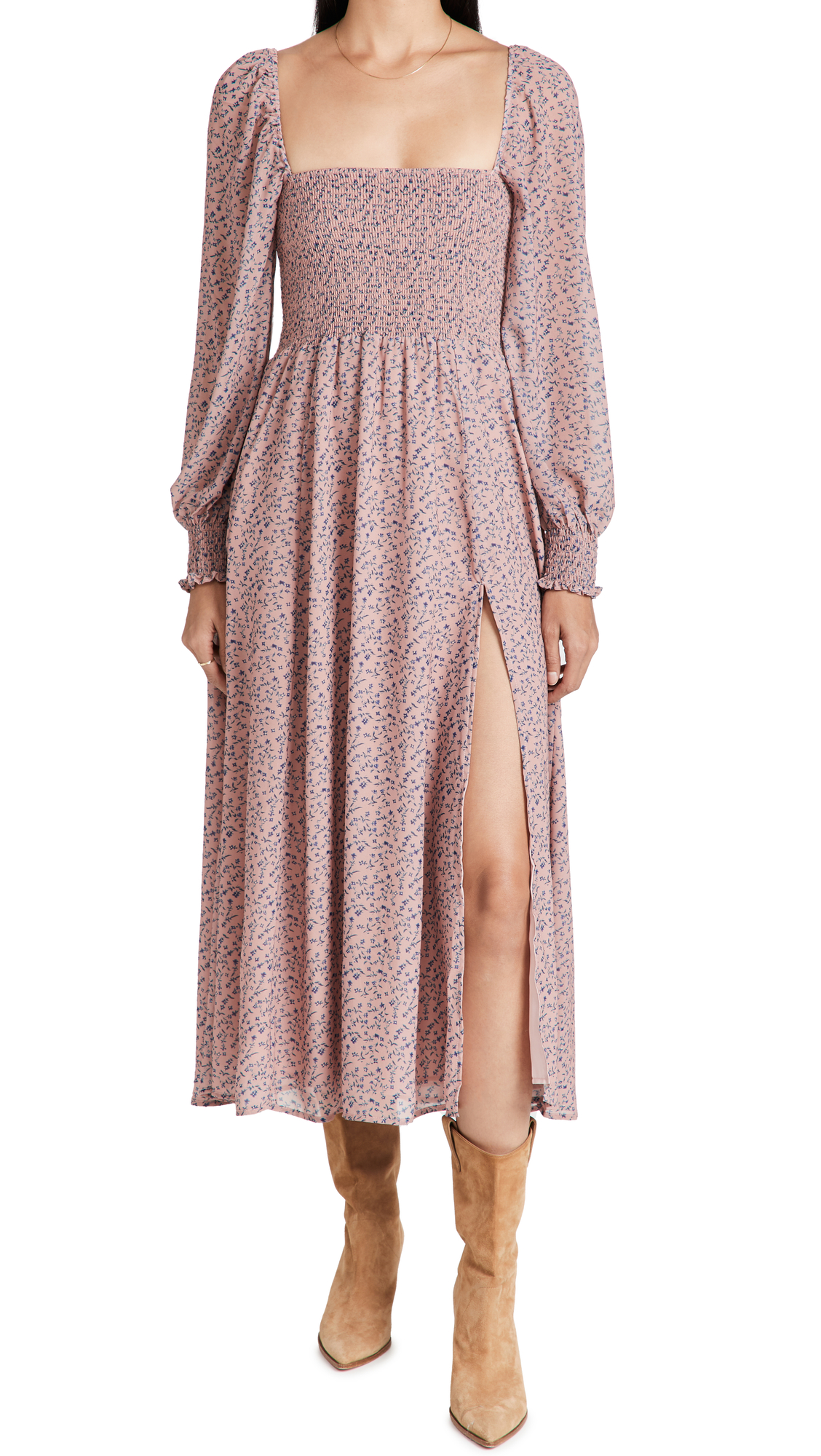 o.p.t Women's Classic Smocked Maxi Dress