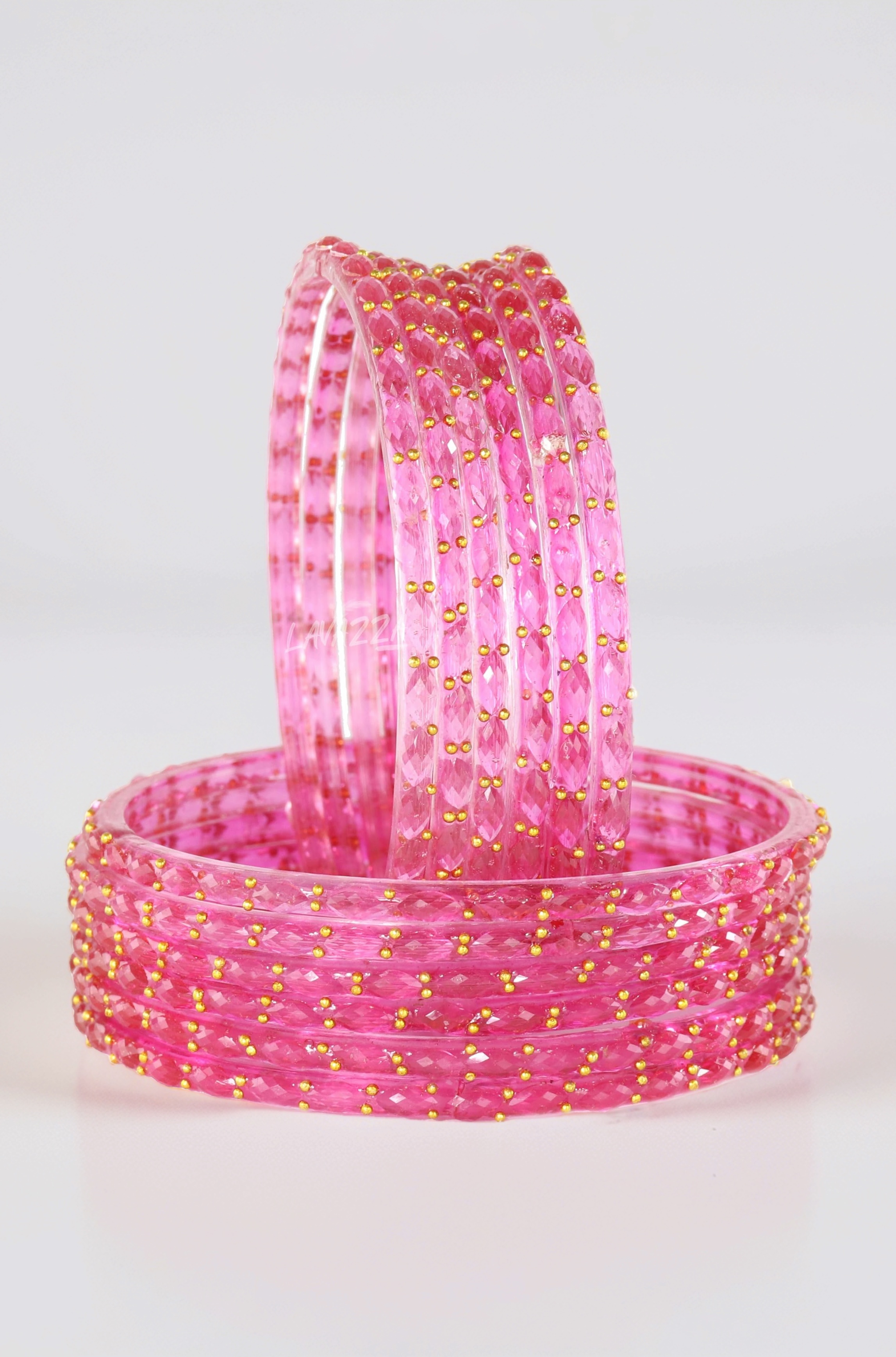 Raindrop Glass Bangles Set For Women & Girls with Zircon Diamond Stone & Beads | Trendy Transparent Crystal Glass Bangles | Fancy Kanch ki Chudi Set | Bangles for Wedding, Party- Set of 12