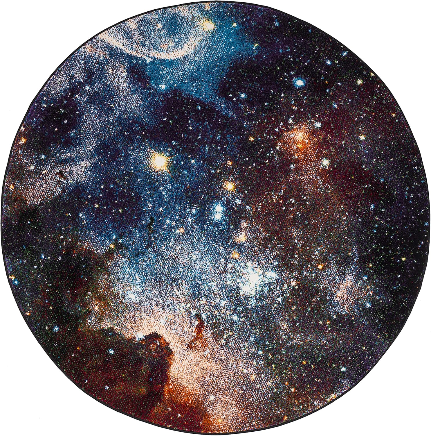 SAFAVIEH Galaxy Collection Area Rug - 5'3" Round, Purple & Multi, Abstract Design, Non-Shedding & Easy Care, Ideal for High Traffic Areas in Living Room, Bedroom (GAL109P)