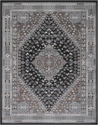 Miniatura 3 de Medallion Brown, Beige, Ivory and Blue Viscose Area Rug 8x10
