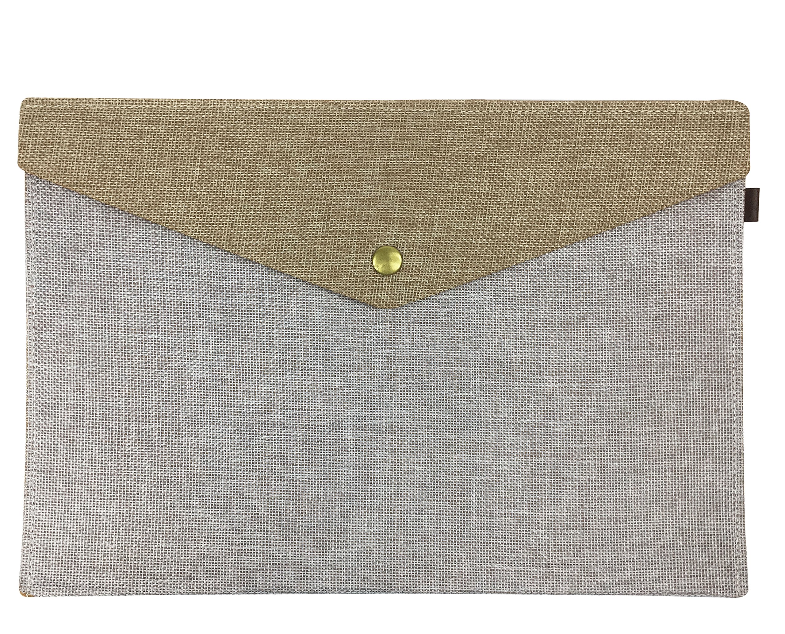 Emartbuy Two Tone Fabric A4 Documents Multipurpose File Folder Pouch - Beige/Brown — image 1