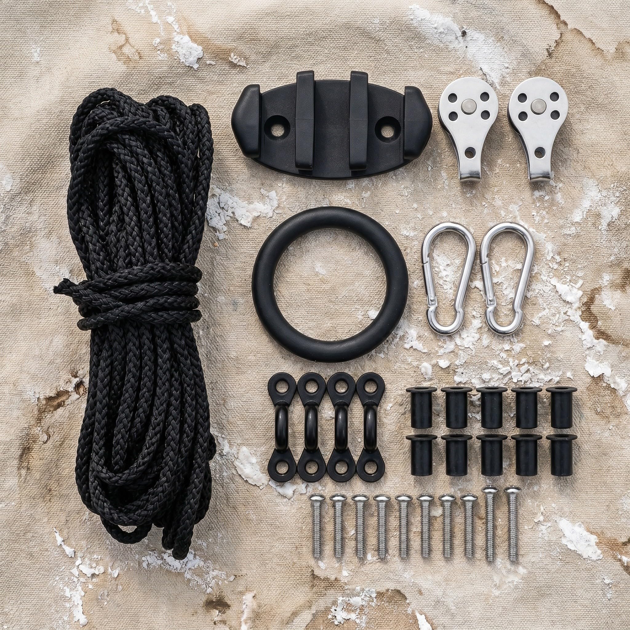 Kit de Polea y Nylon para Cuerda de Ancla de Kayak y Canoa con Cuerda de 30 Pies, Acero Inoxidable para Actividades Acuáticas y Pesca