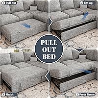 Vista 7 de 108 Inch Modular Sectional Sofa with Pull Out Bed,U Shaped 7 Seat Sectional Sleeper Sofa with Storage,Sectional Couches for Living Room,Cloud