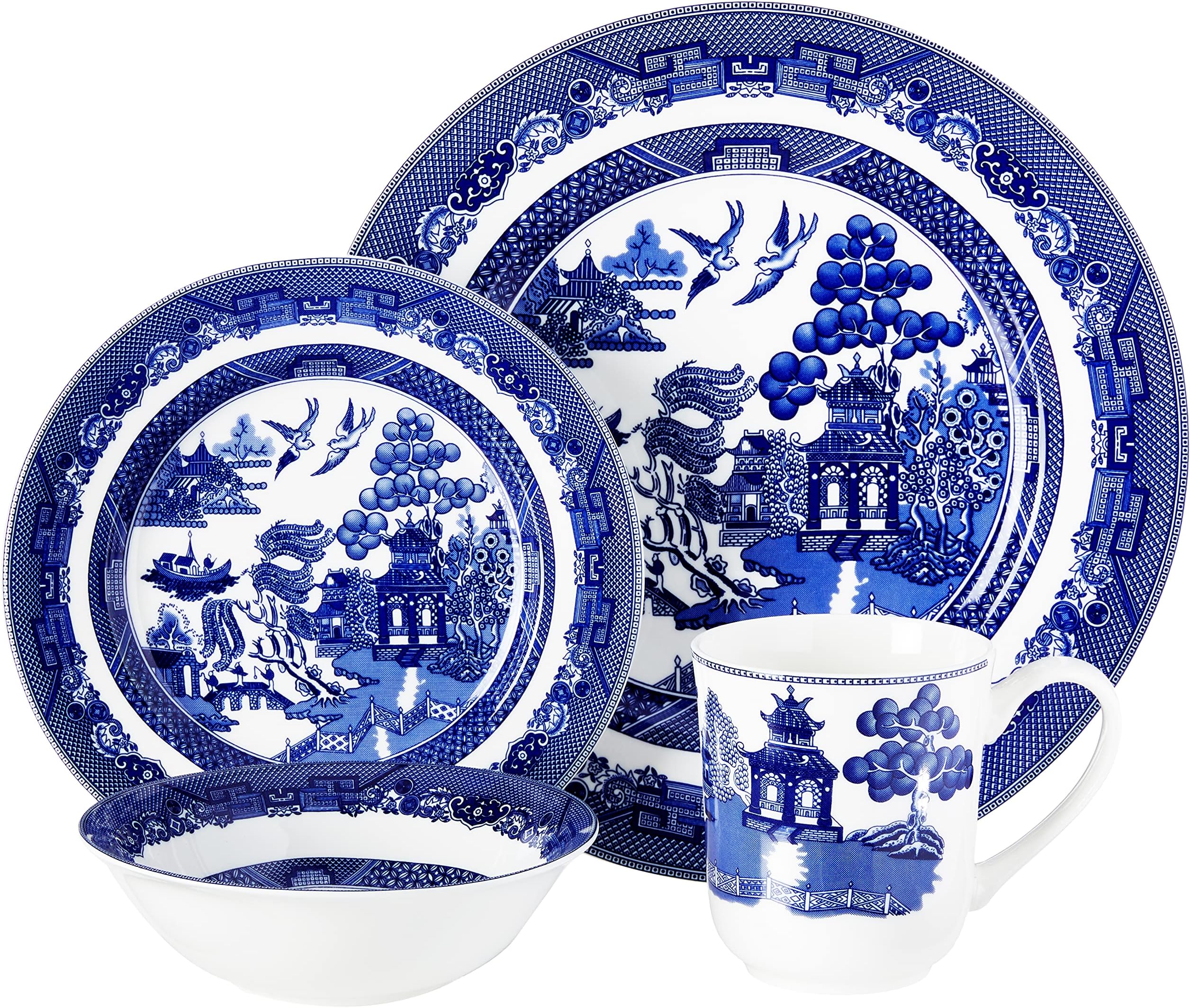 Johnson Brothers Willow Blue 4 Piece Place Setting, Blue and White