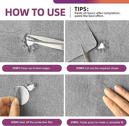 Miniatura 4 de Azobur Parches de reparación de lino grueso, 6 piezas de parches de tela de lino autoadhesivos, multicolor, se pueden utilizar para reparación de