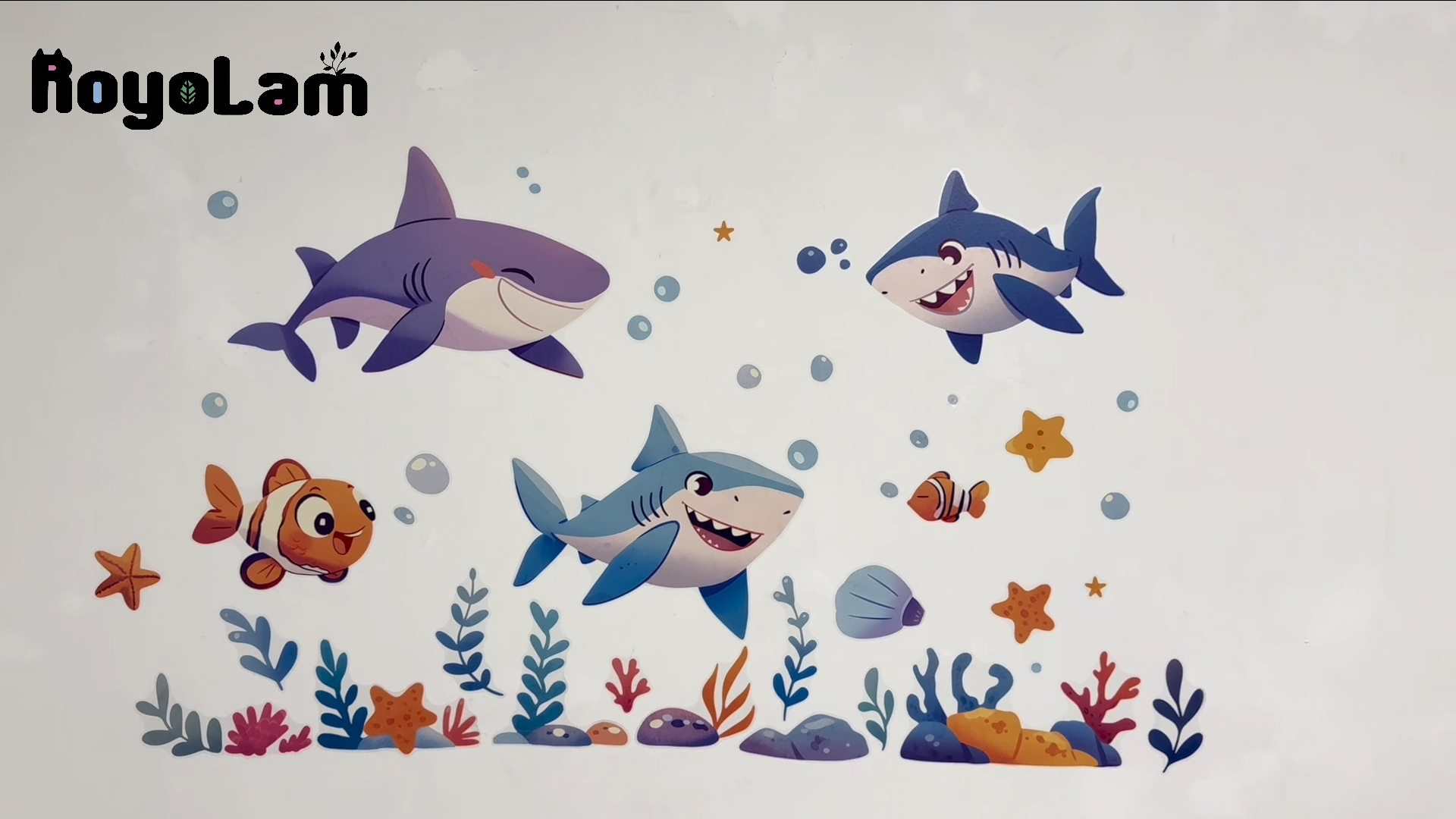 Vinilo decorativo infantil de tiburones marinos miniatura 7