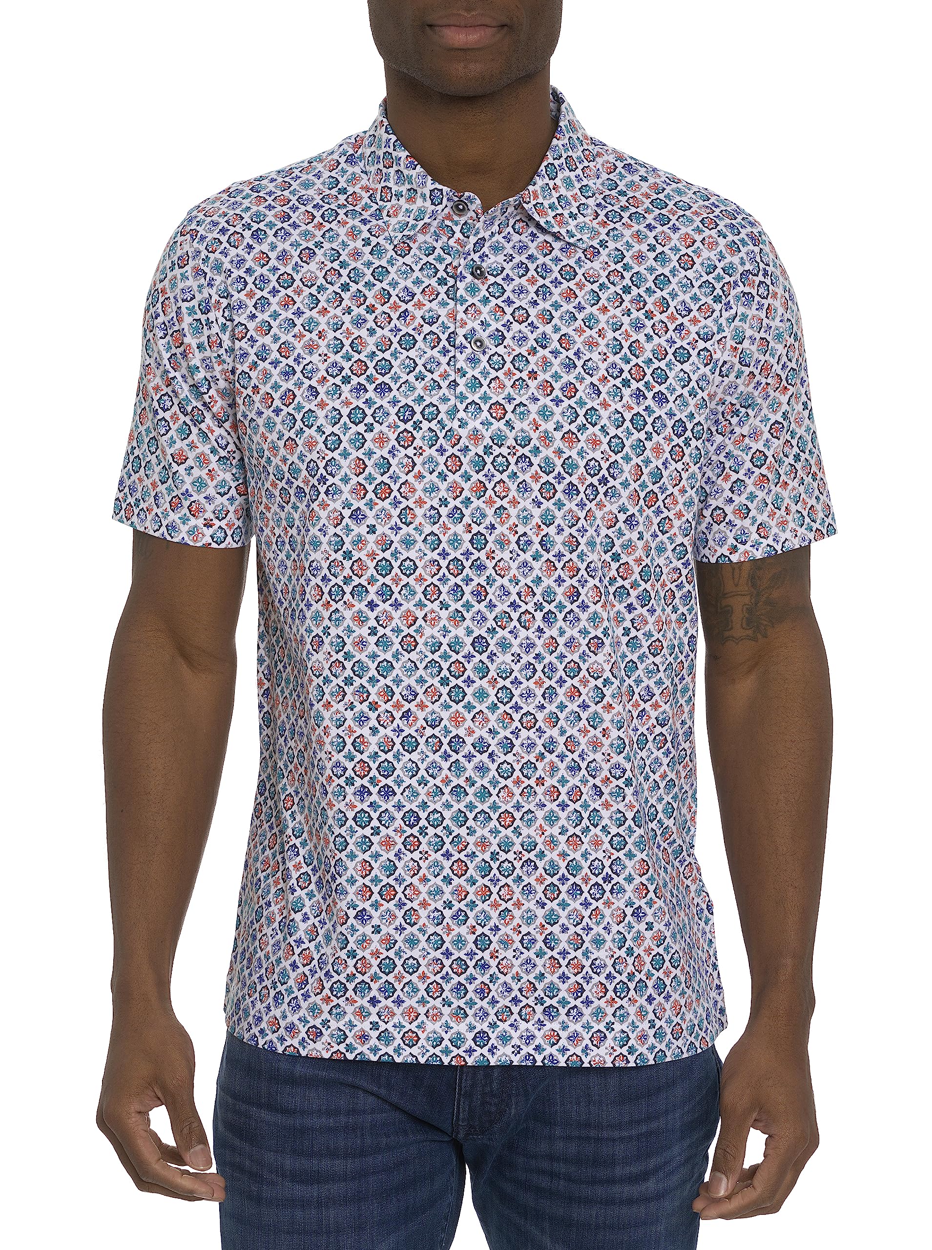 Robert GrahamMen's Diamond Way Short Sleeve Knit Polo Shirt