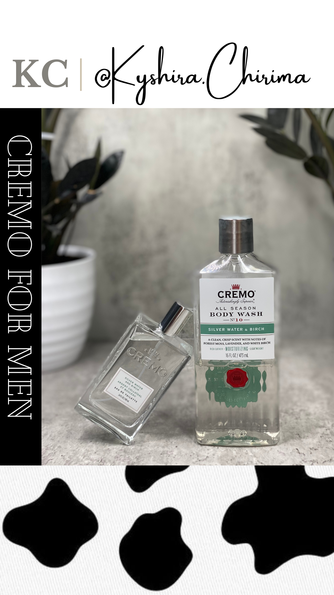 Cremo body wash and fragrance for men