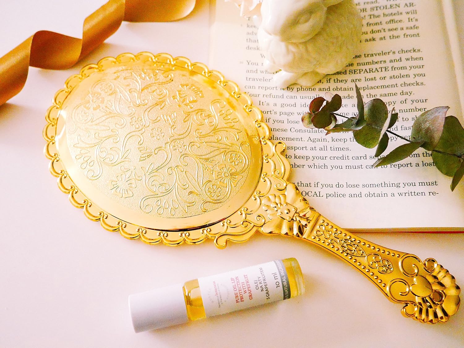 iv（イヴ）アンティークミラー 手鏡 クラシカル お姫様 多色 ヨーロピアン (ゴールド)