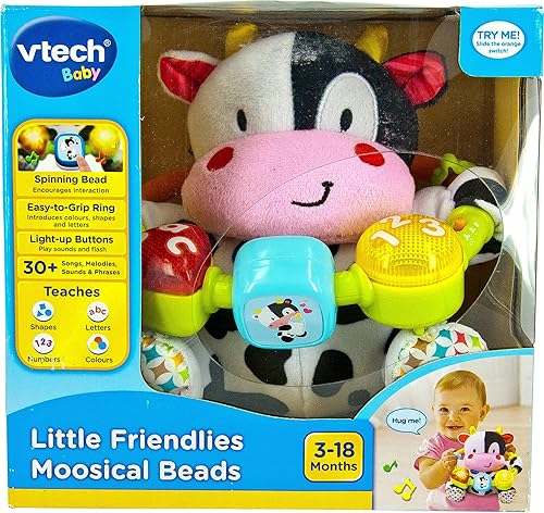 VTech 166003 Baby Little Friendlies Moosical Beads Baby Toy Baby Educational and Sensory Toy with Music and Light for Babies and Toddlers from 3 Months+, English Version