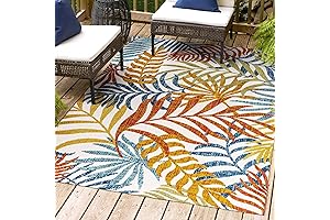 JONATHAN Y - Tropics Palm Leaves Indoor Outdoor Area Rug: Refresh Your Pool Deck Oasis