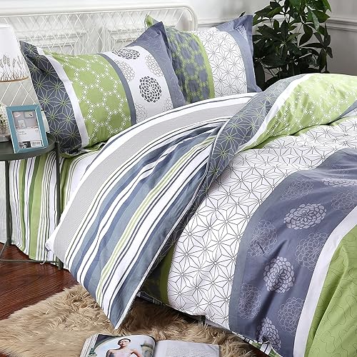 Miniatura 4 de Swanson Beddings Serene Paisley Floral - Juego de cama 100% algodón Funda de edredón, fundas de almohada