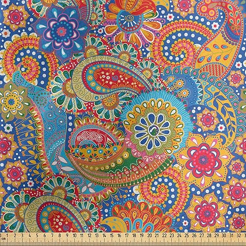 Miniatura 378 de Lunarable - Tela para amantes de perros de The Yard, patrón divertido de animales de dibujos animados en posiciones caprichosas estirando y Beige y