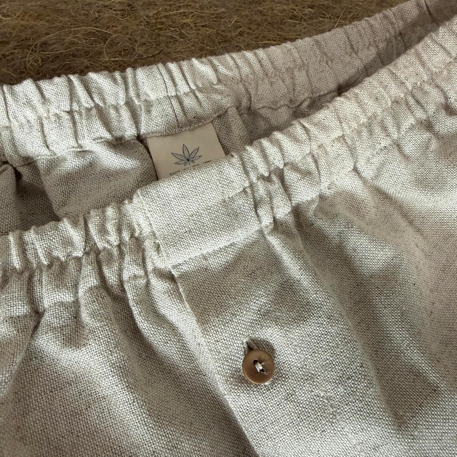 Men's Hemp Boxer Shorts, Breathable Loose Fit Boxers with Elastic Waistband & Button Fly