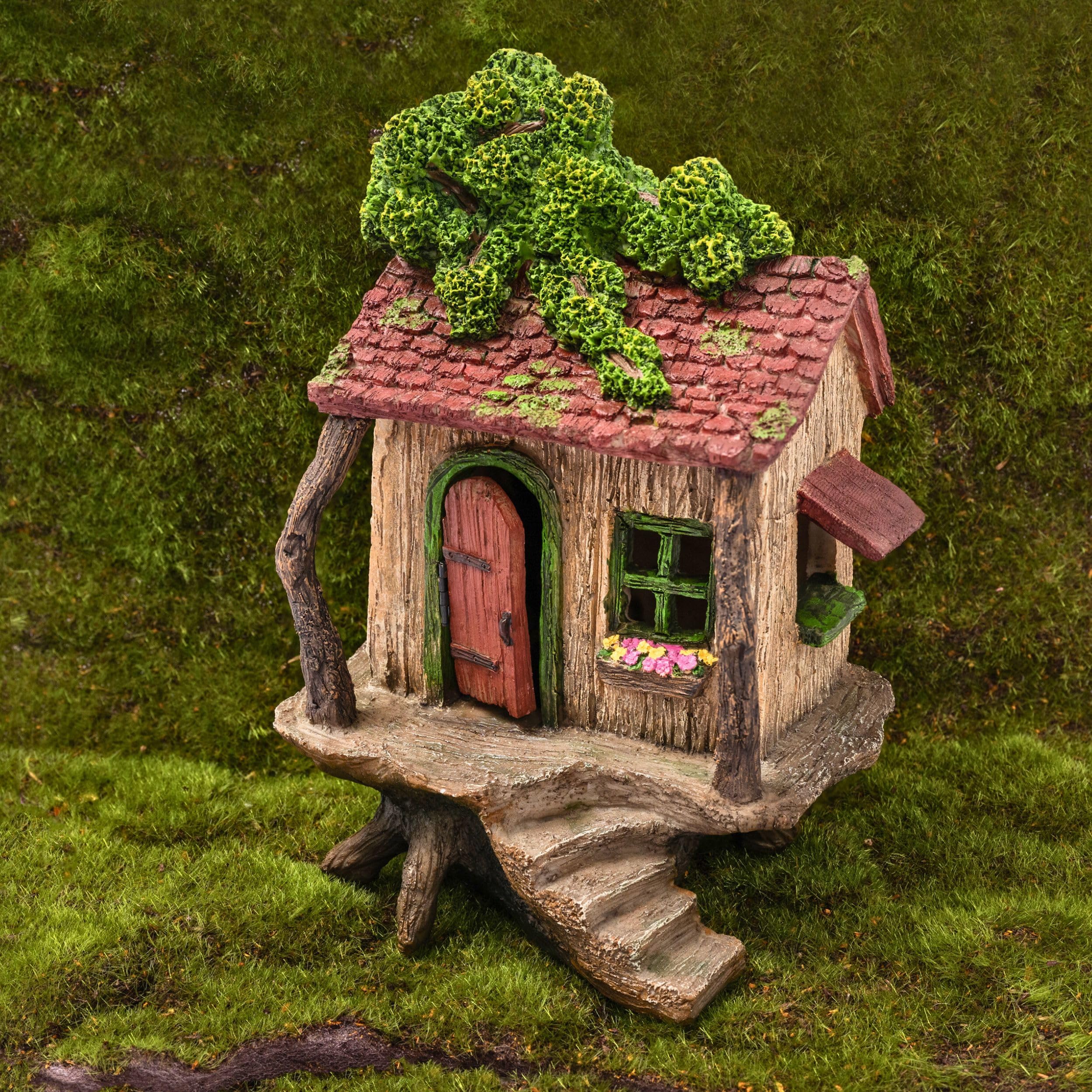 PRETMANNS Casa delle fate da giardino delle fate – Casa delle fate ornamento da giardino – Accessori da giardino fatato per giardini fatati – Grande casa sull'albero delle fate per giardino – La porta