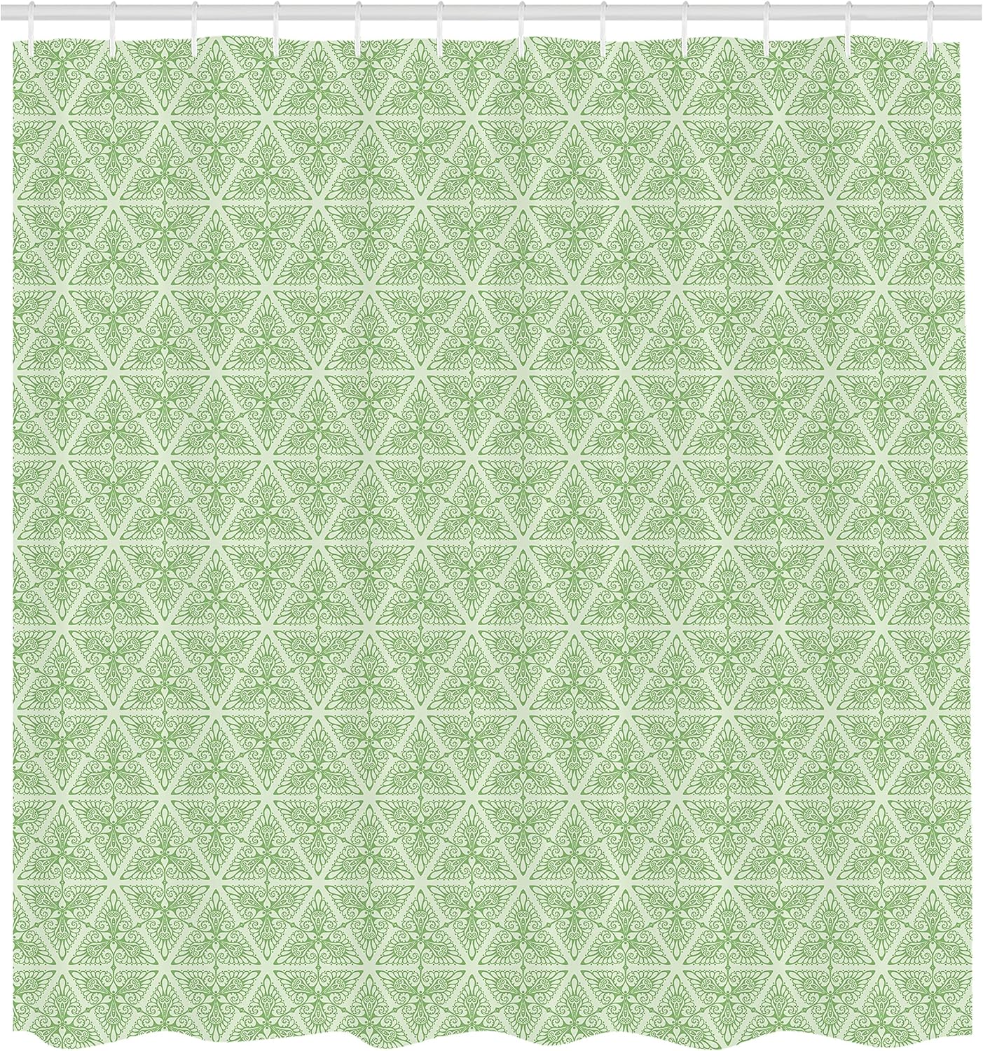 Ambesonne Vintage Shower Curtain, Classical Art Nouveau Style Floral Pattern with Renaissance Inspirations, Cloth Fabric Bathroom Decor Set with Hooks, 69" W x 70" L, Apple Green