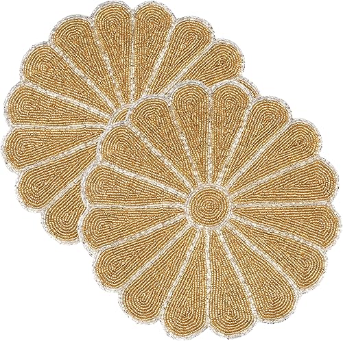 Miniatura 10 de Alpha Living Home Juego de 2 manteles individuales con cuentas de granja, para mesa de comedor, fiesta de boda, decoración del hogar, mesa navideña