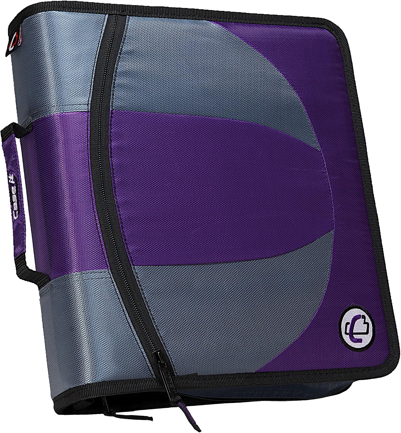 Case-it The Dual 2-in-1 Zipper Binder | Two 1.5-Inch D-Rings, 600 Sheet Capacity, Pencil Pouch & Multiple Pockets | School & Office Organizer with Shoulder Strap | Dual-101 Dark Purple