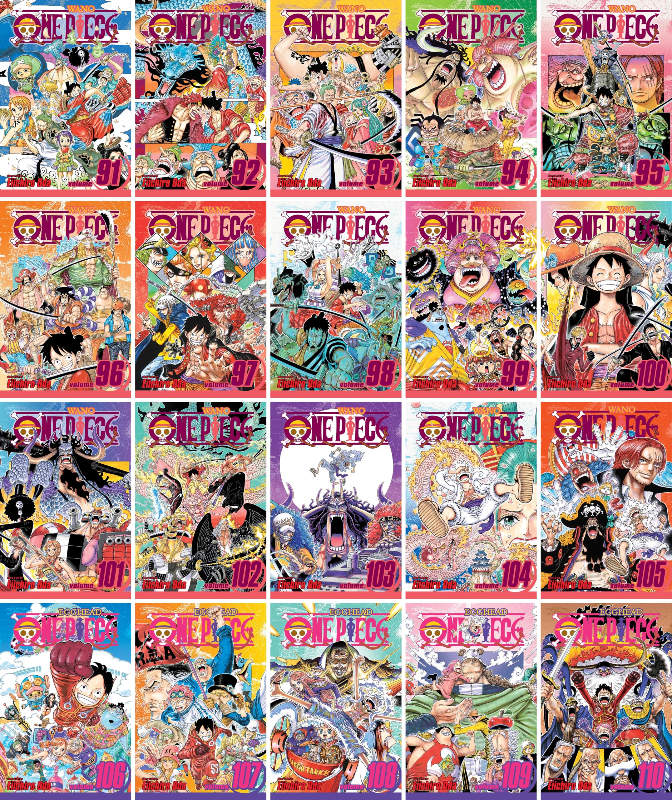 One Piece Series (Volumes 91-110) Manga Set, by Eiichiro Oda (20 Books)