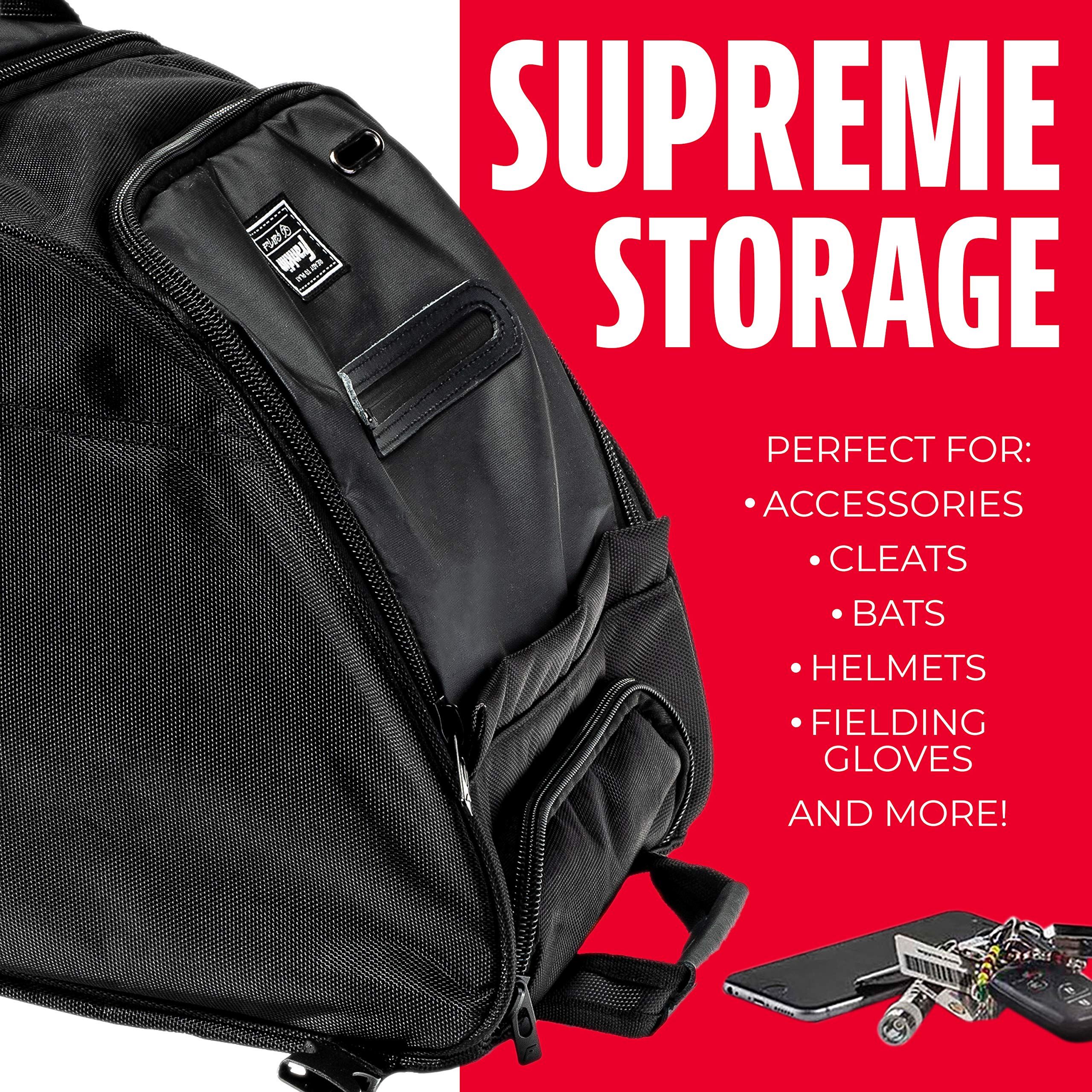 Franklin Sports Traveler Roller - Bolsa para Equipo de béisbol y sóftbol, Color Negro, poliéster 1680D, Resistente al Agua, Color Negro, Black, L, Durabilidad: