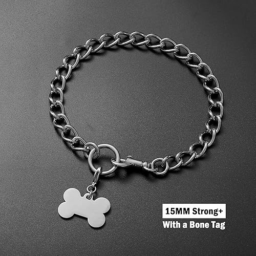 Miniatura 5 de Collar de cadena deslizante para perro con diseño de clip, resistente cadena P de acero inoxidable para perros pequeños, medianos y grandes