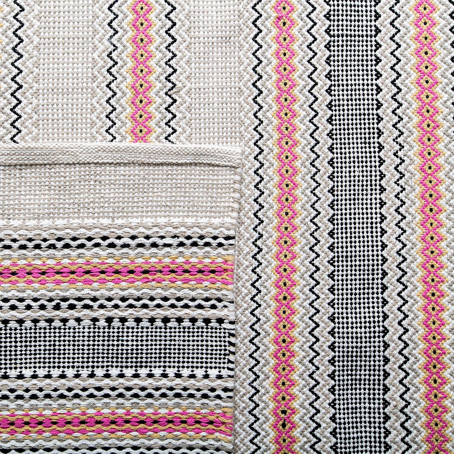 SAFAVIEH Montauk Collection Runner Rug - 2'3" x 8', Pink & Beige, Handmade Stripe Cotton, Ideal for High Traffic Areas in Living Room, Bedroom (MTK536U)