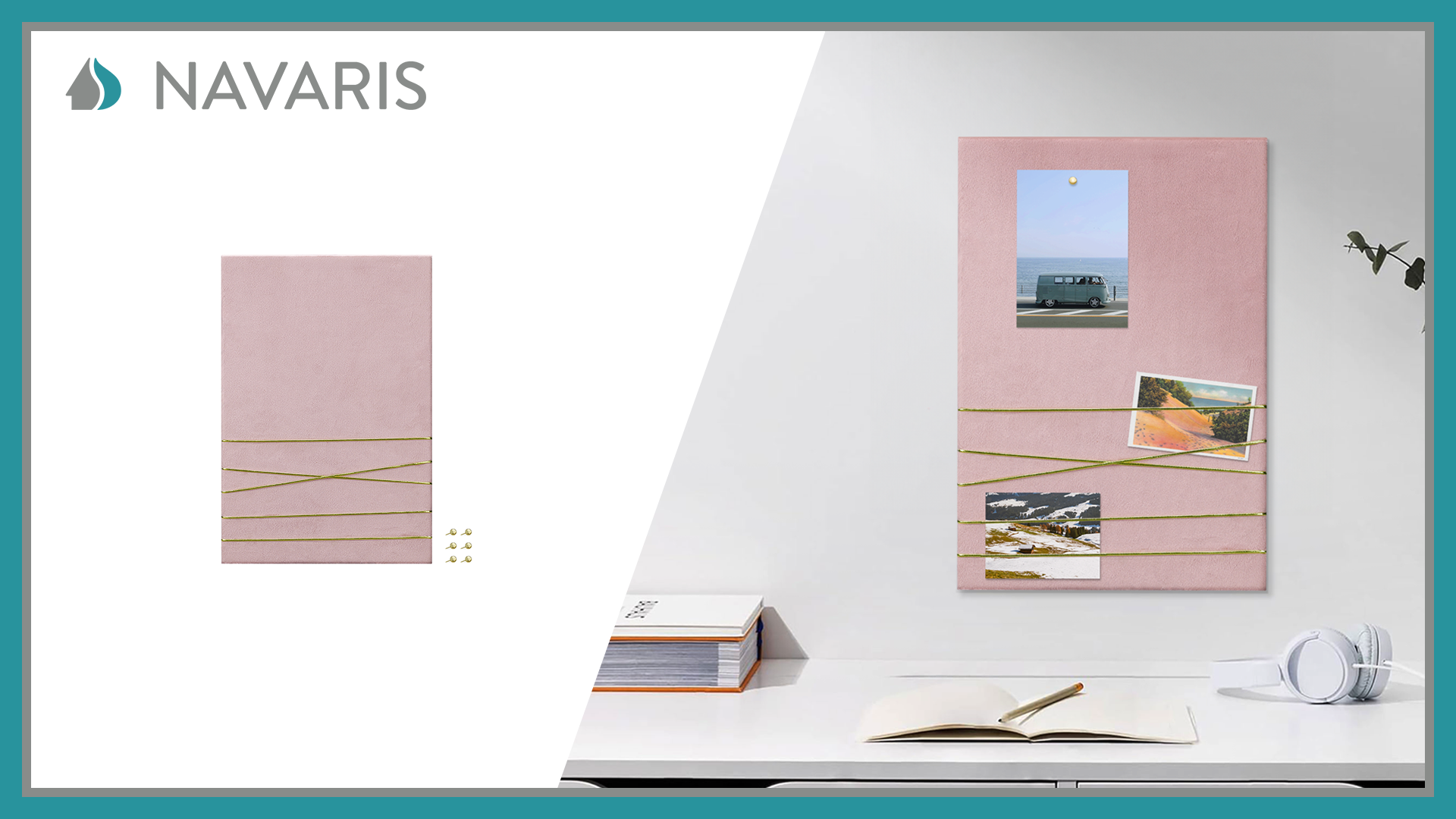 Navaris Tableau daffichage en liège Panneau mural 40 x 40 cm avec 6 punaises noi Navaris Tableau daffichage en liège Panneau mural 40 x 40 cm avec 6 punaises noi