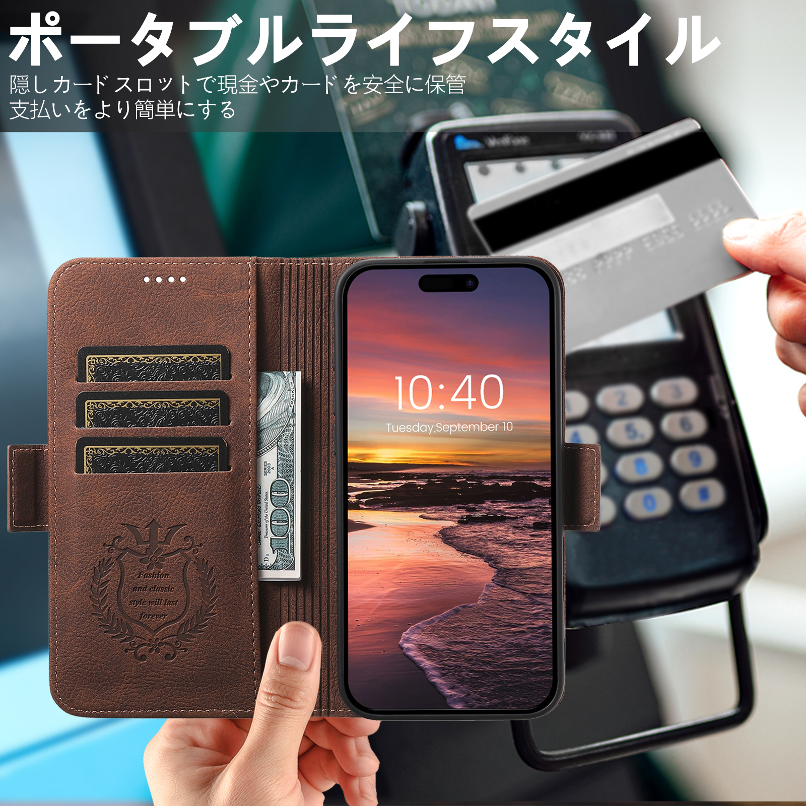 ♪ iPhone Pro Max 6.7インチ ネイビー 手帳型 ZENIX DESIGN TECH