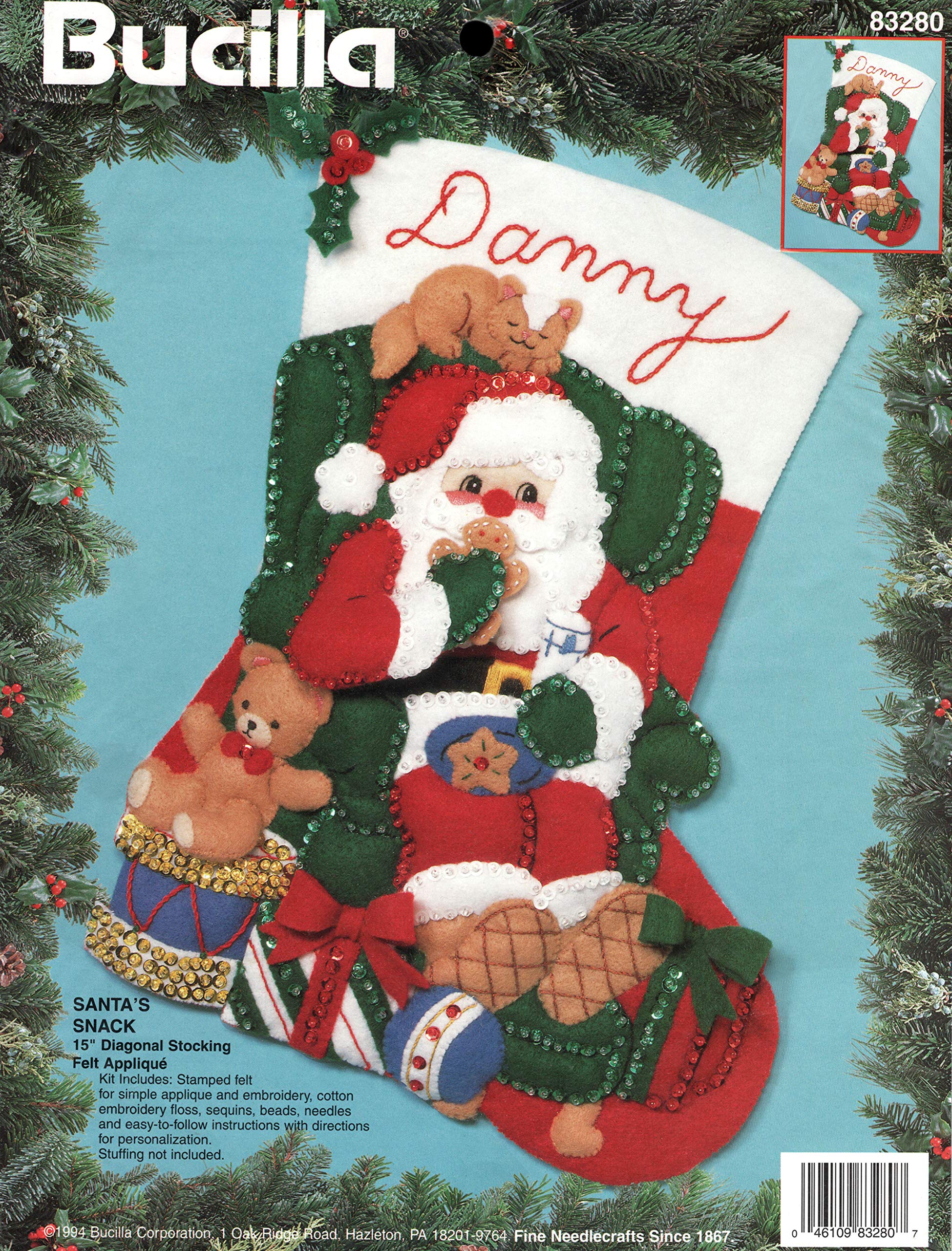 Bucilla Santa's Snack Felt Applique Stocking Kit 83280