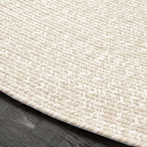 Miniatura 4 de Superior Alfombra reversible trenzada para interiores y exteriores, 3 pies x 5 pies, color blanco crema