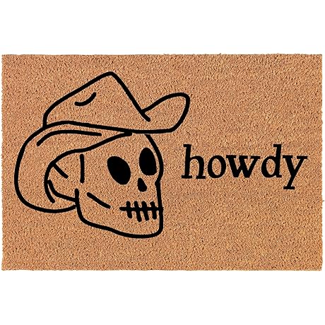Welcome Doormat Coco Coir Door Mat Howdy Skull (30" x 18")
