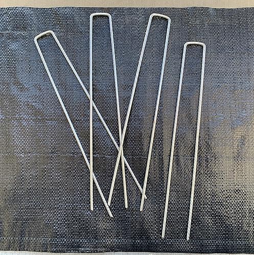 Miniatura 4 de Sandbaggy Grapas de paisaje sin óxido de 12 pulgadas  Estacas de jardín SOD extra largas para barrera de malezas (100 grapas)