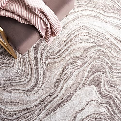 Miniatura 6 de SAFAVIEH Meadow Collection - Alfombra de área de 8 x 10 pies, color beige, diseño abstracto moderno, no desprende pelusa y de fácil cuidado, ideal