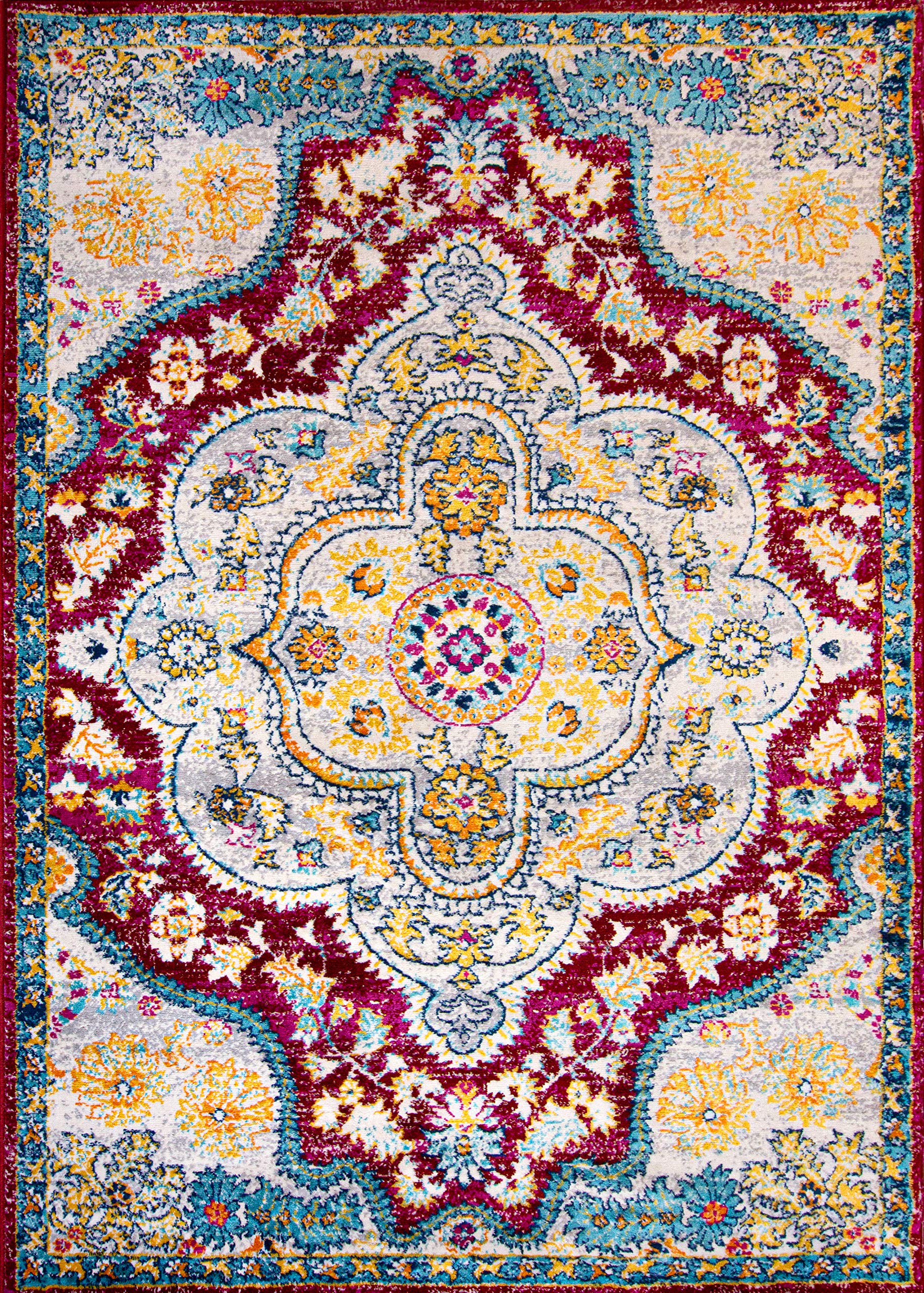 Vintage Distressed Bohemian Area Rug 5' x 7' Red