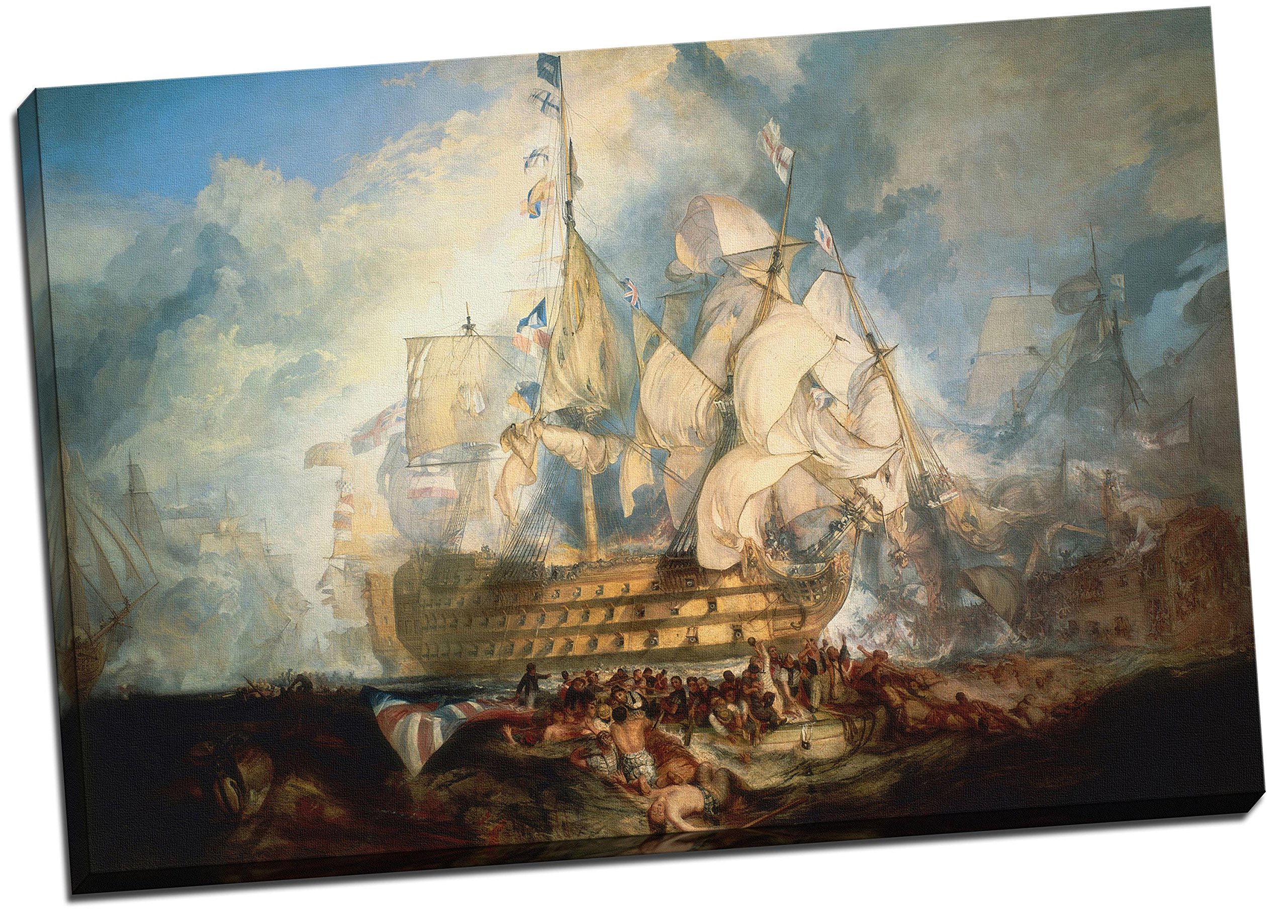Panther Print Blue J.m.w. Turner The Battle Of Trafalgar Canvas Print Picture Wall Art Large 30X20 Inches