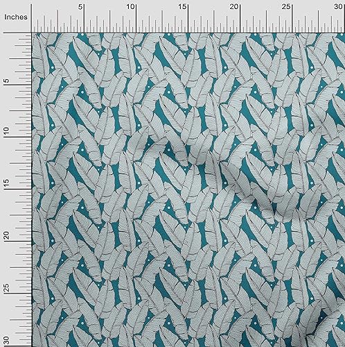 Miniatura 3 de oneOone Rayon Teal Blue Fabric Tropical DIY Clothing Quilting Fabric Print Fabric by Yard 56 Inch Wide-XS