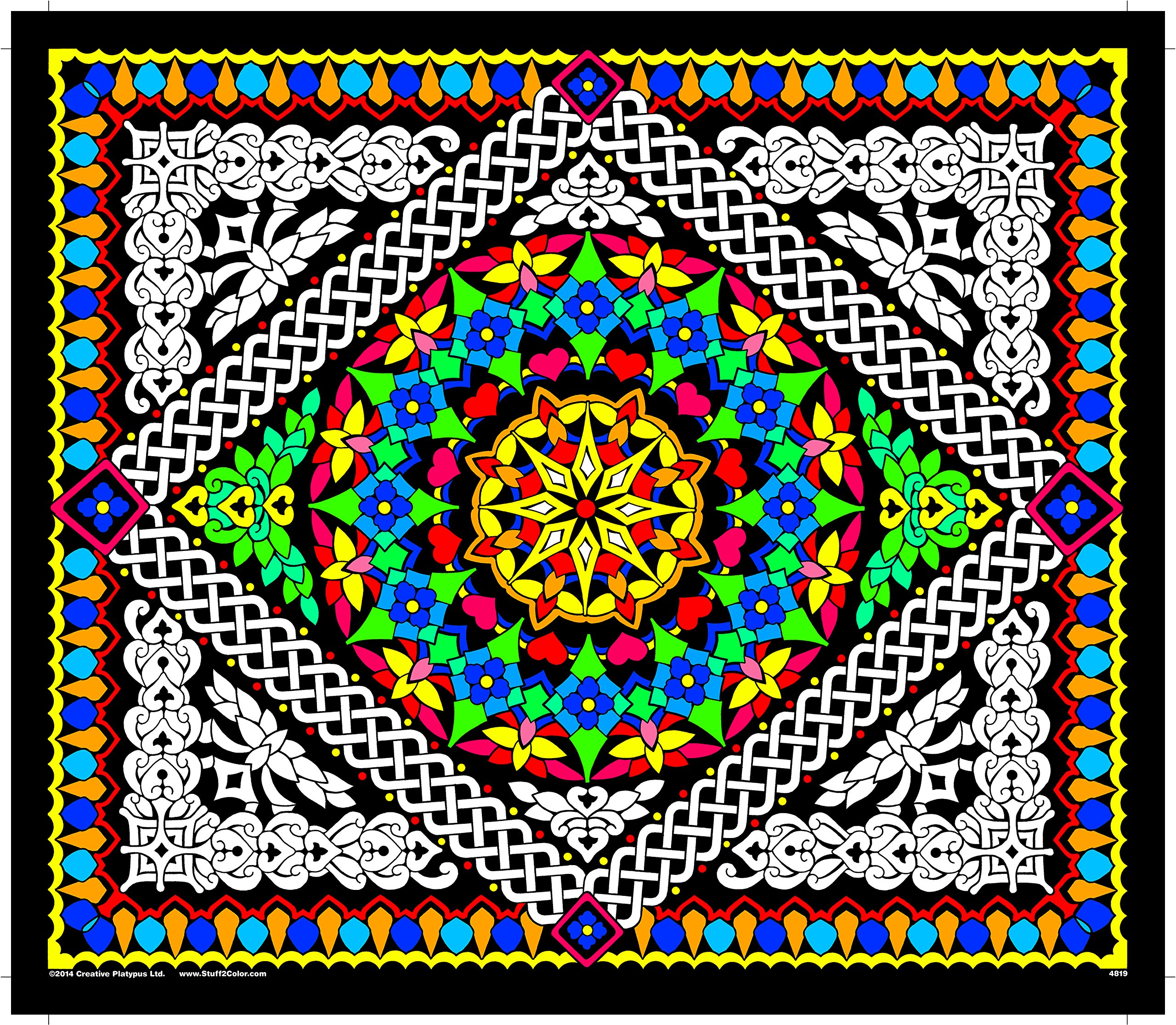 Stuff2Color Geo Spectacular - Large Fuzzy Velvet Coloring Poster - Fun Arts and Crafts Activity for Kids and Adults - Excellent Quiet Time Project