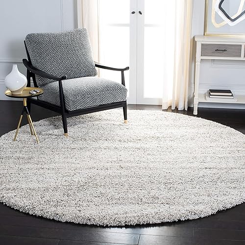 Safavieh Hudson Shag Collection - Alfombra redonda de 5 pies, marfil y gris, diseño abstracto moderno, no desprende pelusa y de fácil cuidado, 2 Safavieh Hudson Shag Collection - Alfombra redonda de 5 pies, marfil y gris, diseño abstracto moderno, no desprende pelusa y de fácil cuidado, 2