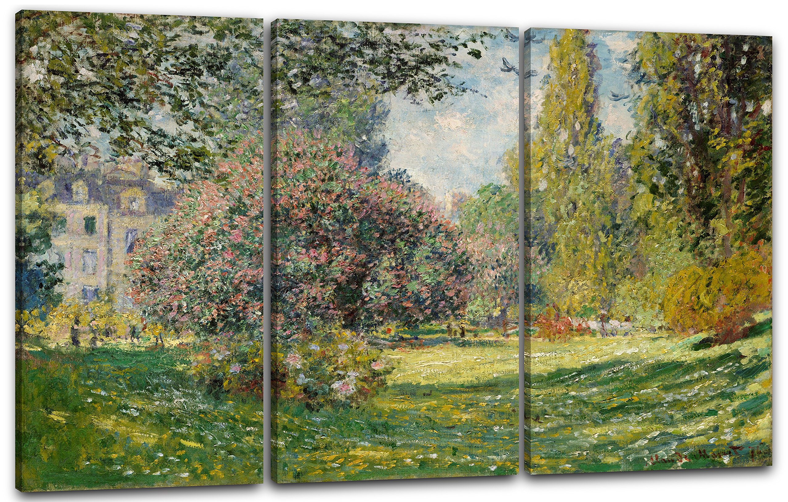 Printed Paintings Leinwand 3-teilig(120x80cm): Claude Monet - Landschaft am Park Monceau (1876)