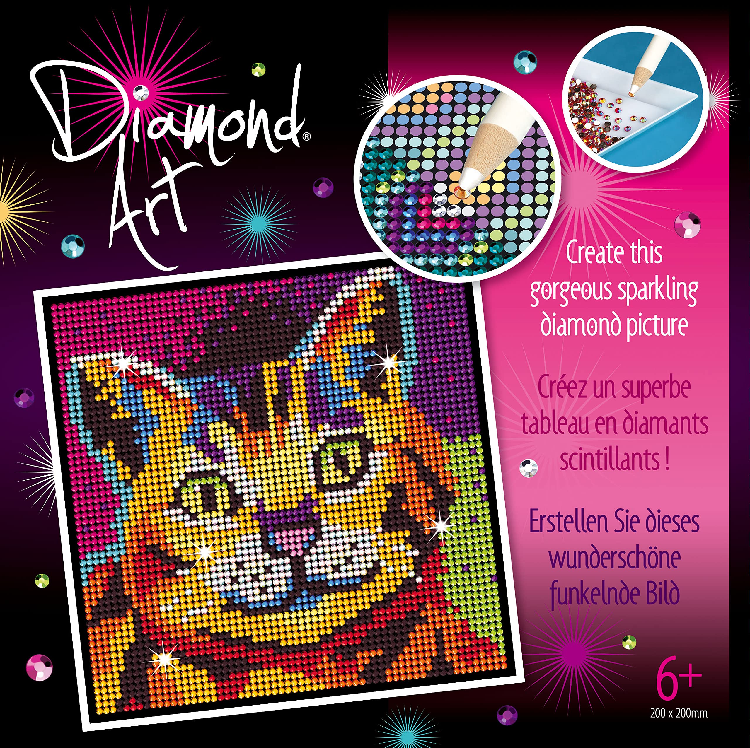 Kit broderie à diamanter chat 20x20 loisir créatif enfant et kit diamond painting