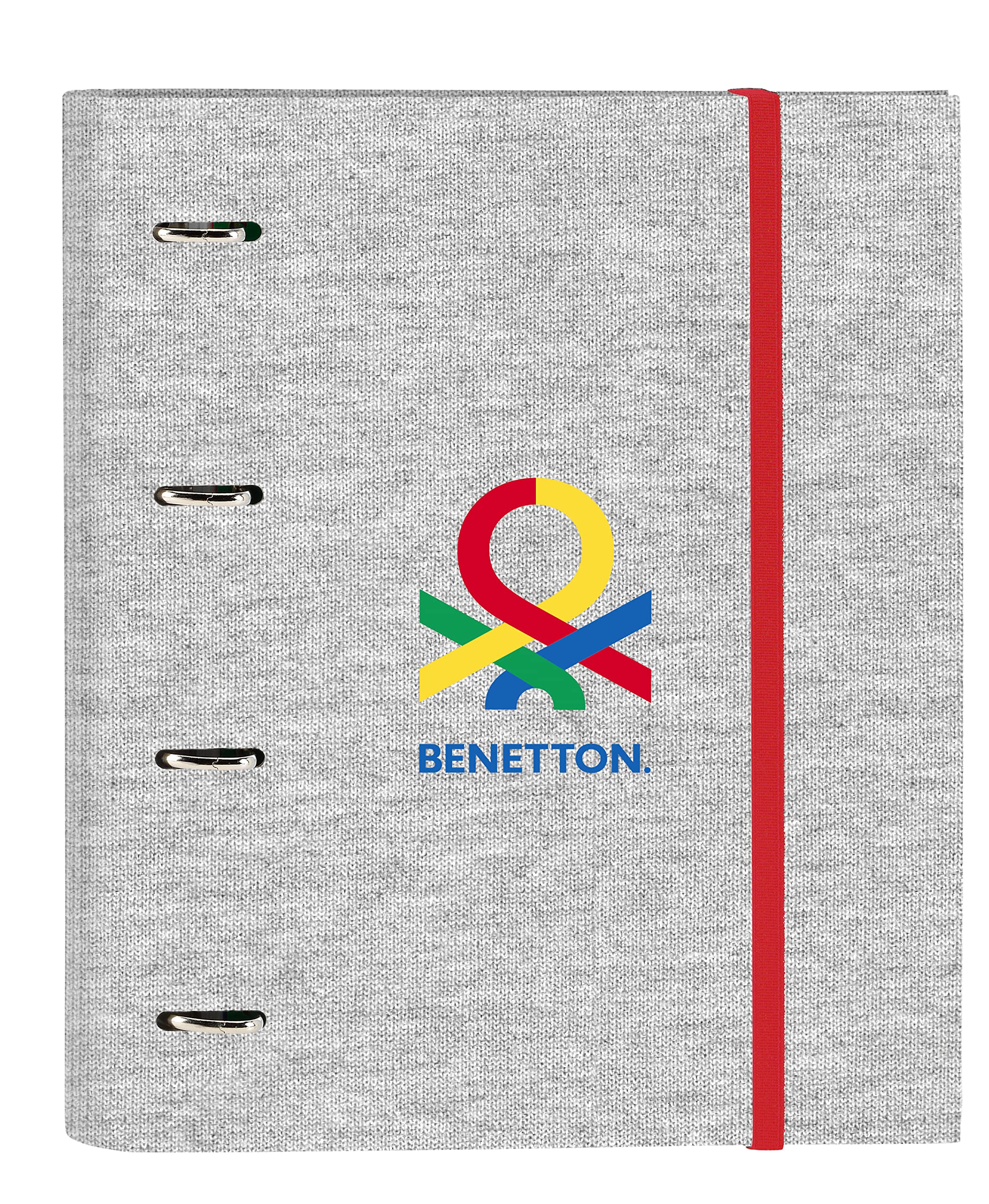 Safta Benetton Pop – 4 Ring Binder 35 cm with 100 A4 Sheets, Ideal for Children of Different Ages, Comfortable and Versatile, Quality and Strength, 27 x 3.5 x 32 cm, Grey