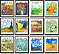 97 Decor Vincent Van Gogh Wall Art - Van Gogh Art Posters, VanGogh Sunflowers Starry Night Prints, Famous Artist Paintings Impressionist Museum Gallery Exhibition for Bedroom Decor (8x10 UNFRAMED)