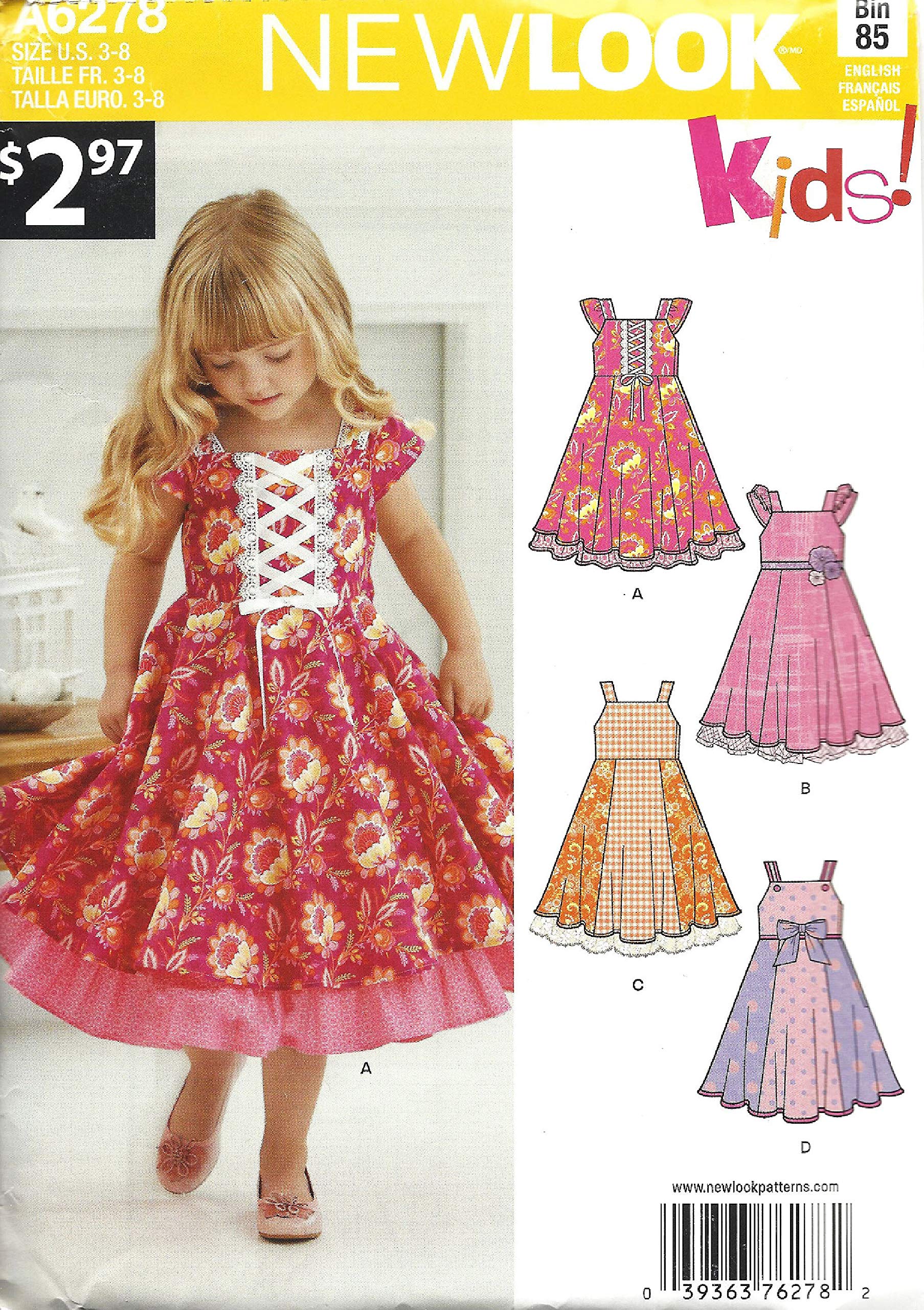 Simplicity Creative Patterns Look 6278 Child's Dress with Trim Variations, A (3-4-5-6-7-8)