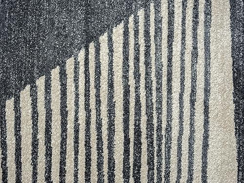 Miniatura 6 de Abani Alfombra de área de transición, alfombras grises y crema a rayas de diamante geométrico 7'9" x 10'2" (8x10) alfombra de área con borlas