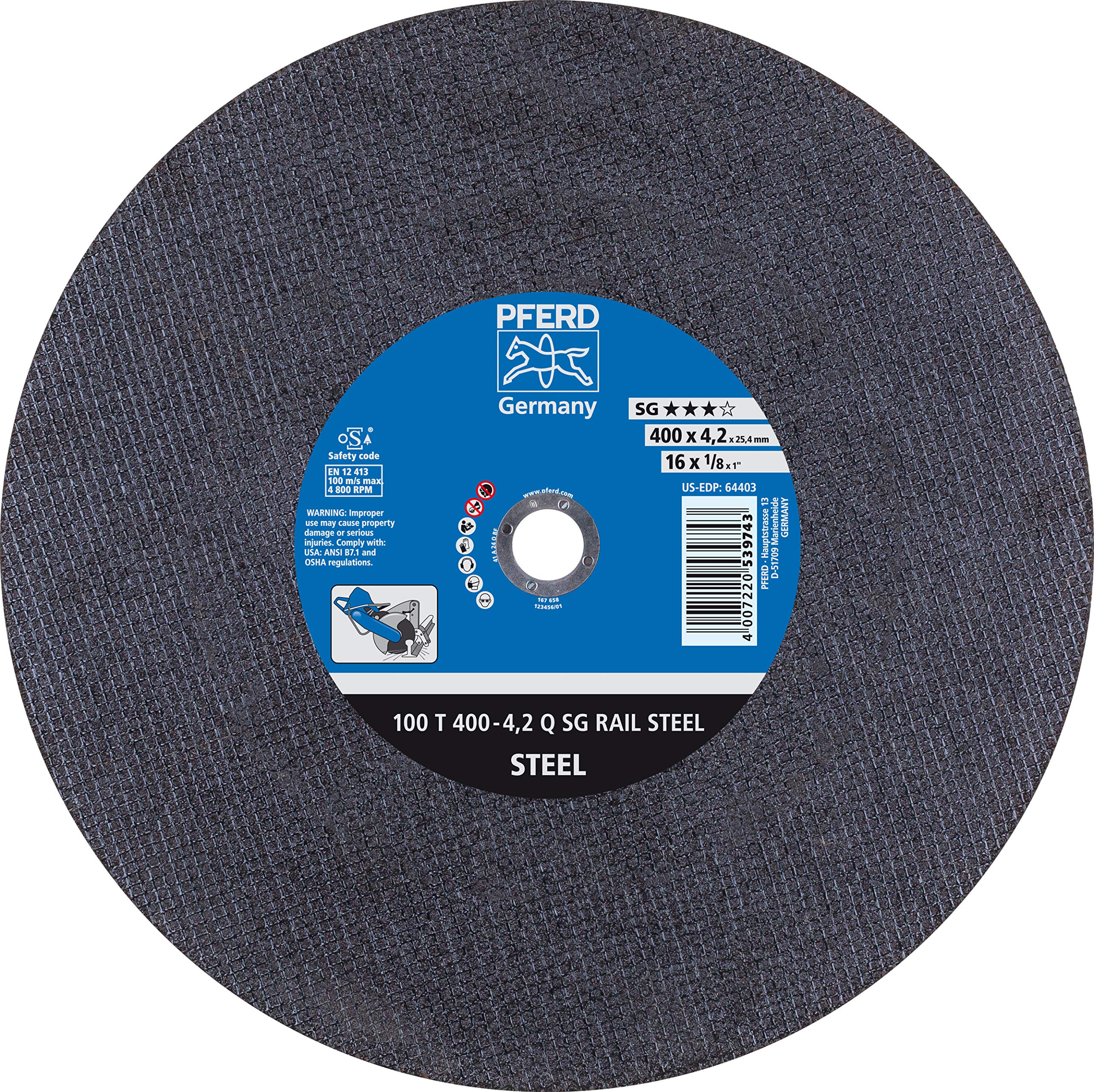 Roue de coupure 40,6 cm disque meuleuse thermique portable travaux extérieurs