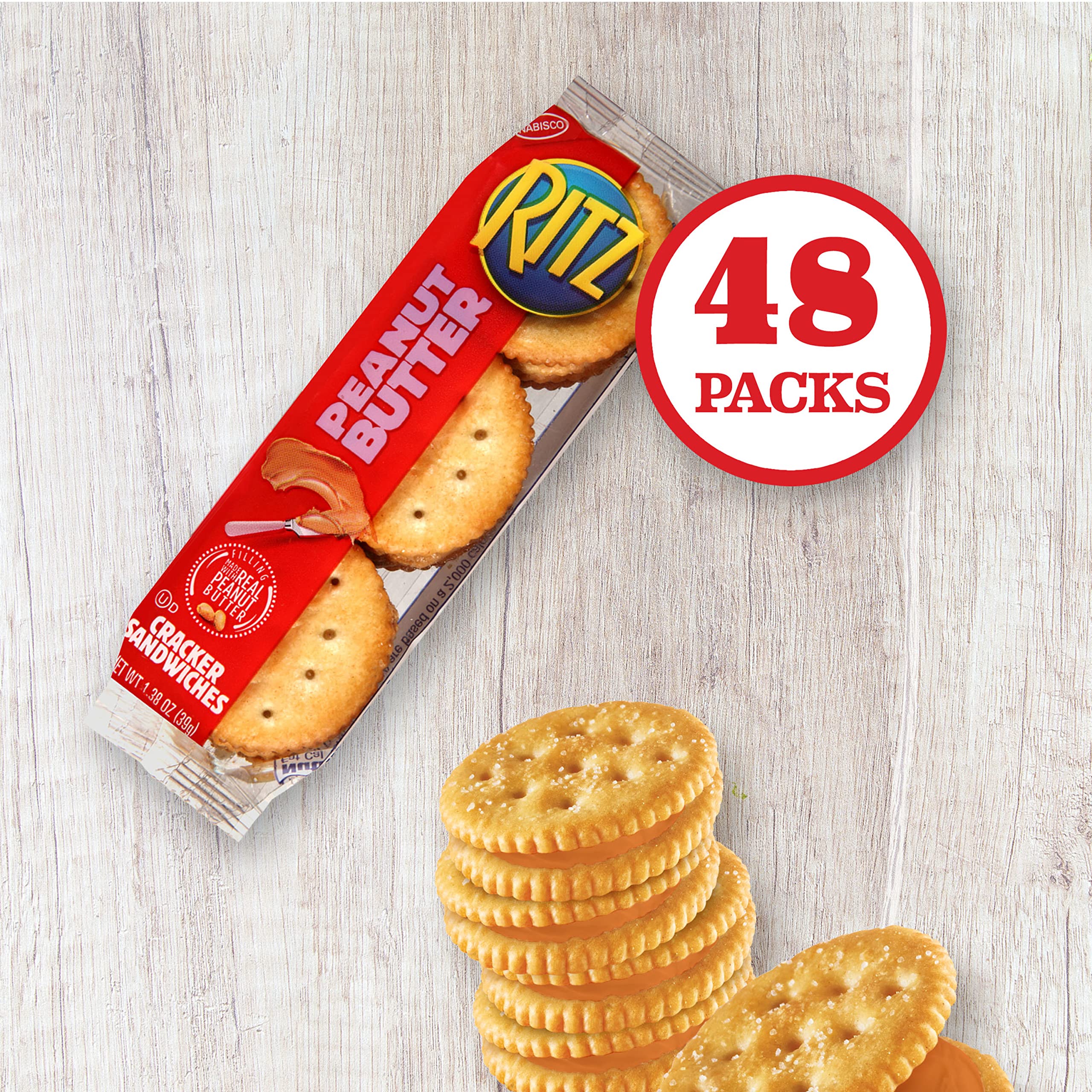 RITZ Peanut Butter Sandwich Crackers, 48 Snack Packs