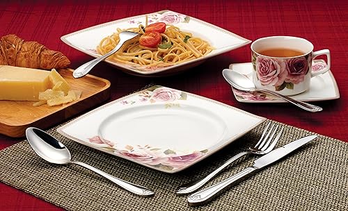 Miniatura 2 de Lorenzo - Juego de vajilla de porcelana de hueso elegante, 57 piezas, para 8 juegos de vajilla Loretta, multicolor