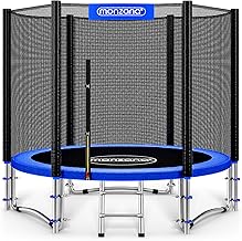 Monzana® Trampoline Set with Safety Net & Ladder | Complete Outdoor Garden Trampoline for Kids & Adults | Heavy-Duty Frame Edge Cover, Spring Tool | Home Fitness Family Play Equipment 6,8,10,12,14ft