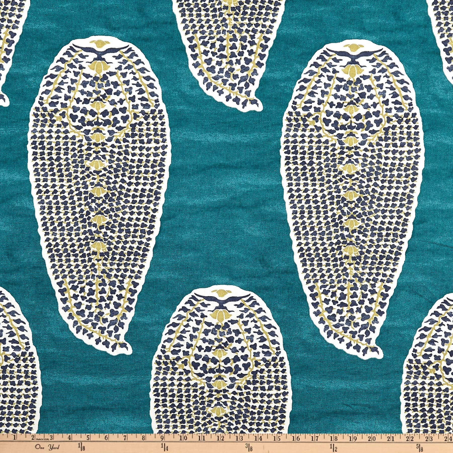 Buy Robert Allen Home Paisley Stamp Duck Peacock, Fabric by the Yard