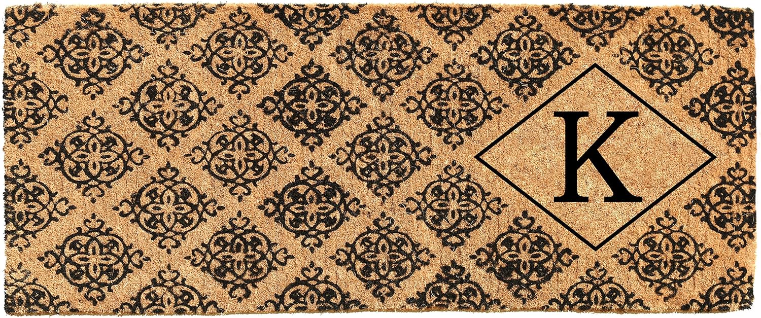 103331846 Regency Monogram Doormat 18" x 46" x 1.5", Black/Natural (Letter B)
